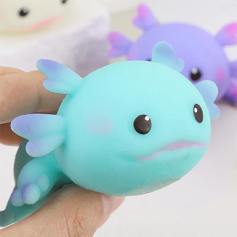 1/4pcs Axolotl Squeeze Ball Cute Fish Relax Cartoon Antistress Squishy Stress Relief Slow Rising For Adult Stretch Toys