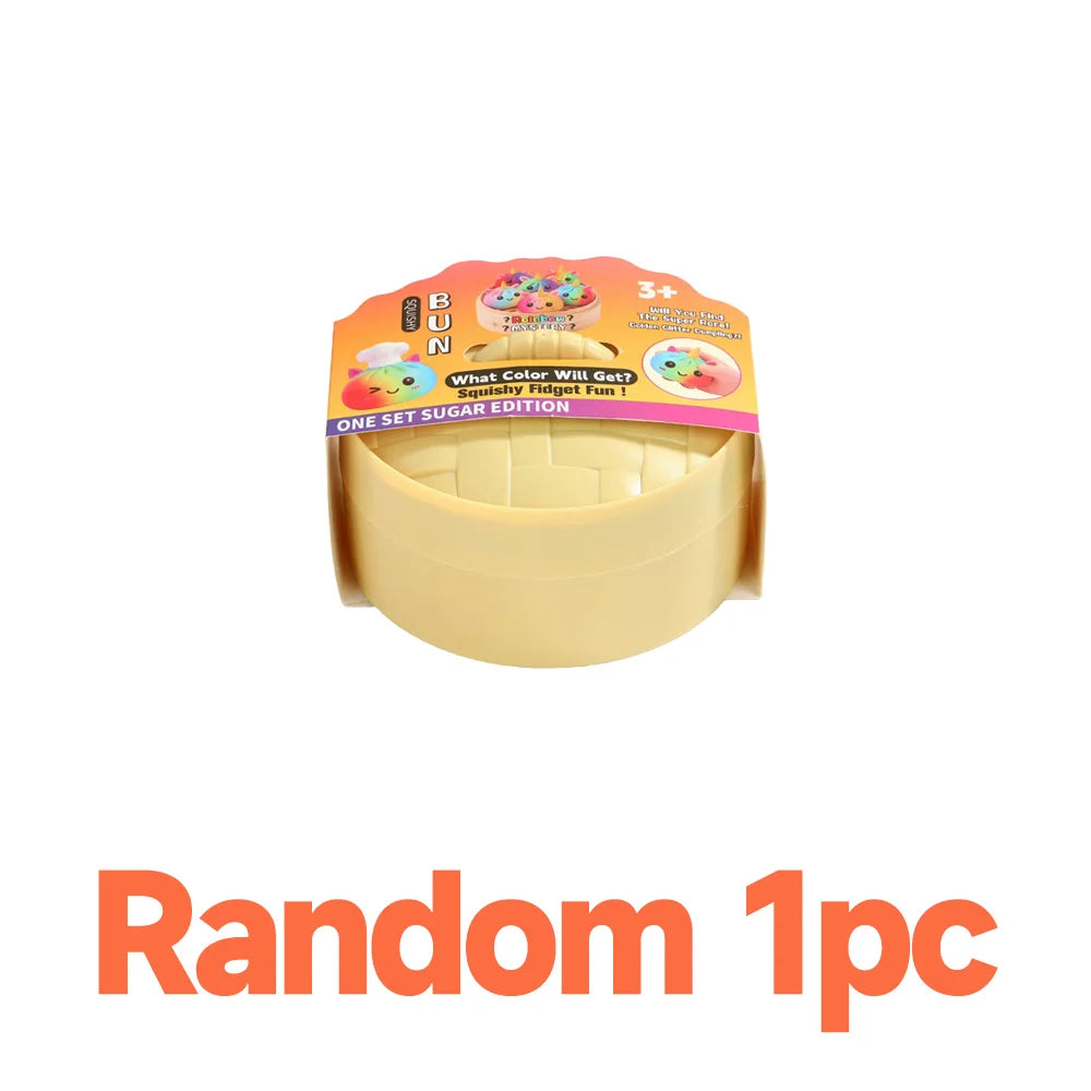 New Viral Large Rainbow Unicorn Bun Squishy Toy, Blind Box, Simulated Soup Dumpling Vent Fidget Toy for Sensory Stress Relief