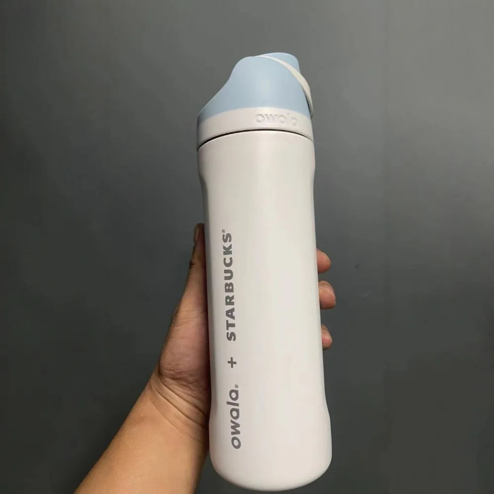 Starbucks Co branded Korean limited edition thermos cup， 25oz cherry blossom pattern straw cup，24oz Portable Water Cup