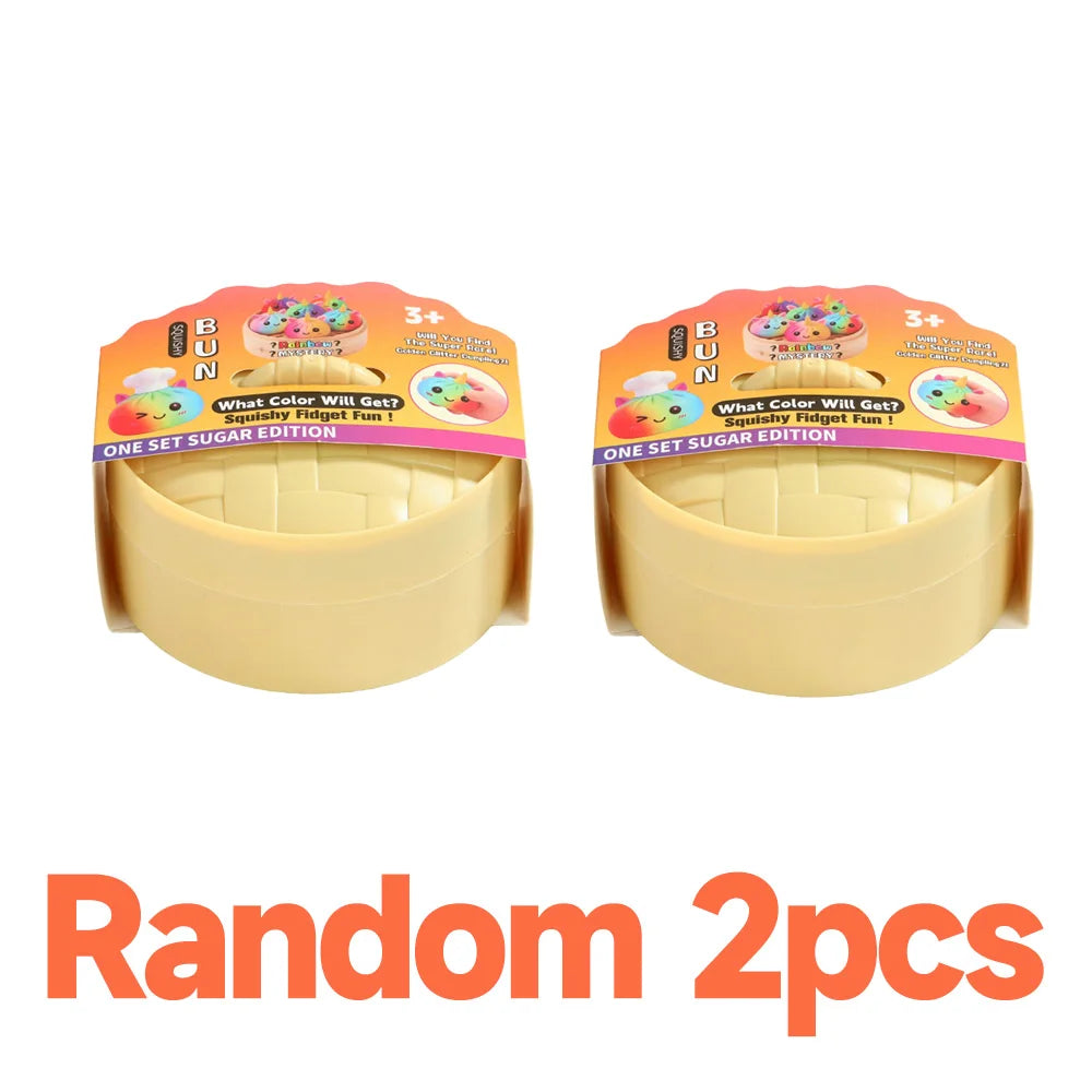 New Viral Large Rainbow Unicorn Bun Squishy Toy, Blind Box, Simulated Soup Dumpling Vent Fidget Toy for Sensory Stress Relief
