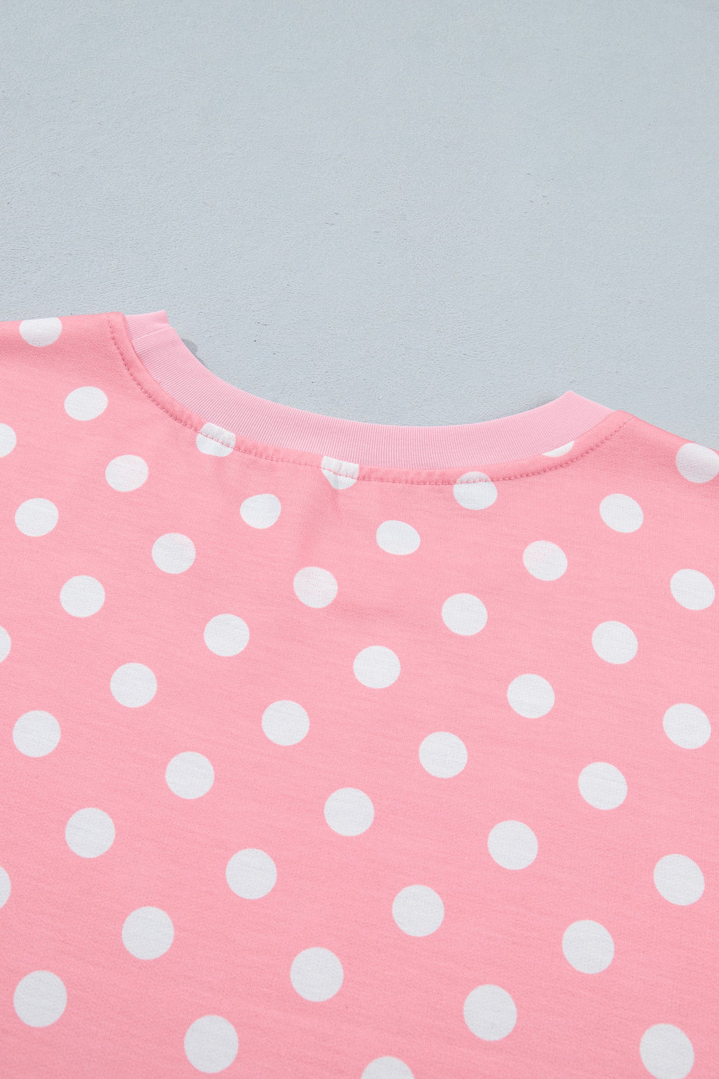 Sky Blue Polka Dot Oversized Top Drawstring Short Set