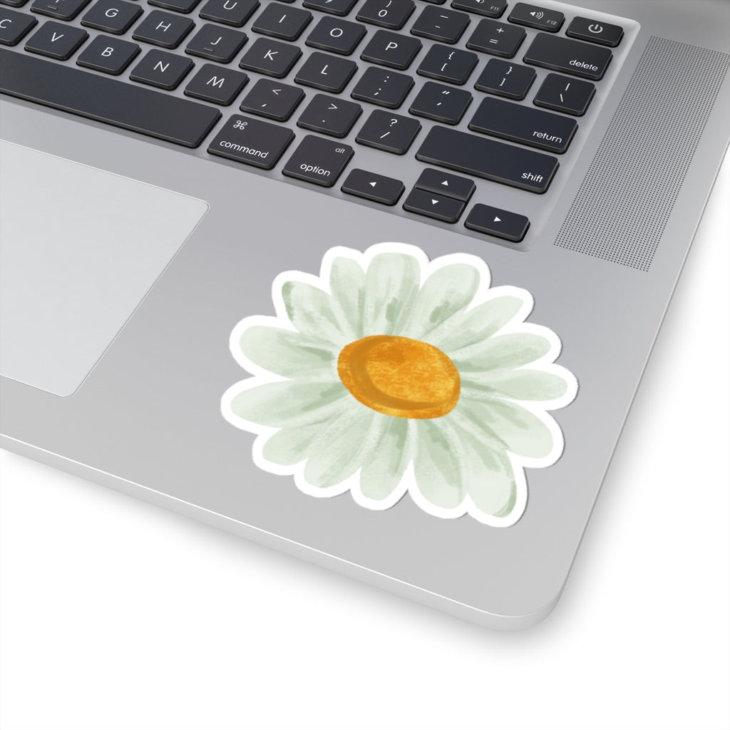 Hand-Painted Daisy Kiss-Cut Sticker | Floral Laptop Decal | Watercolor Flower