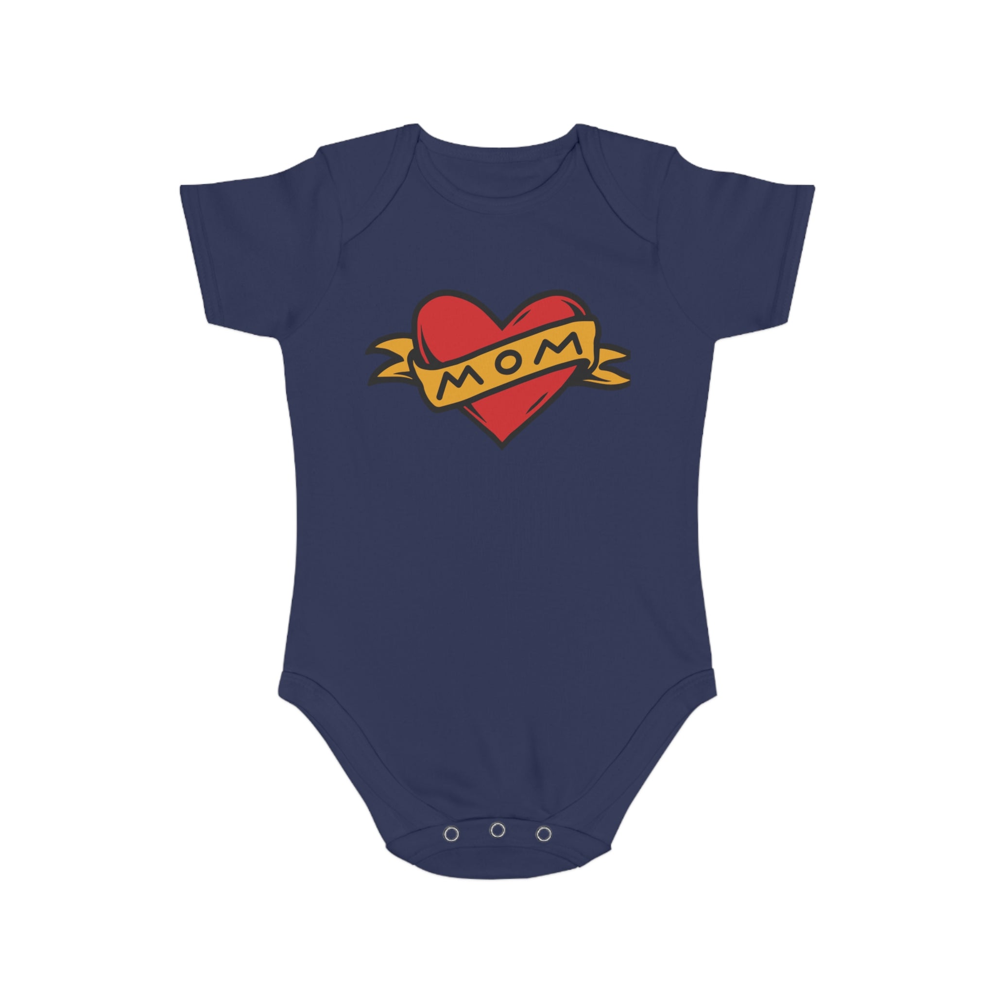 Mom Heart Banner baby bodysuit | tattoo style infant onesie