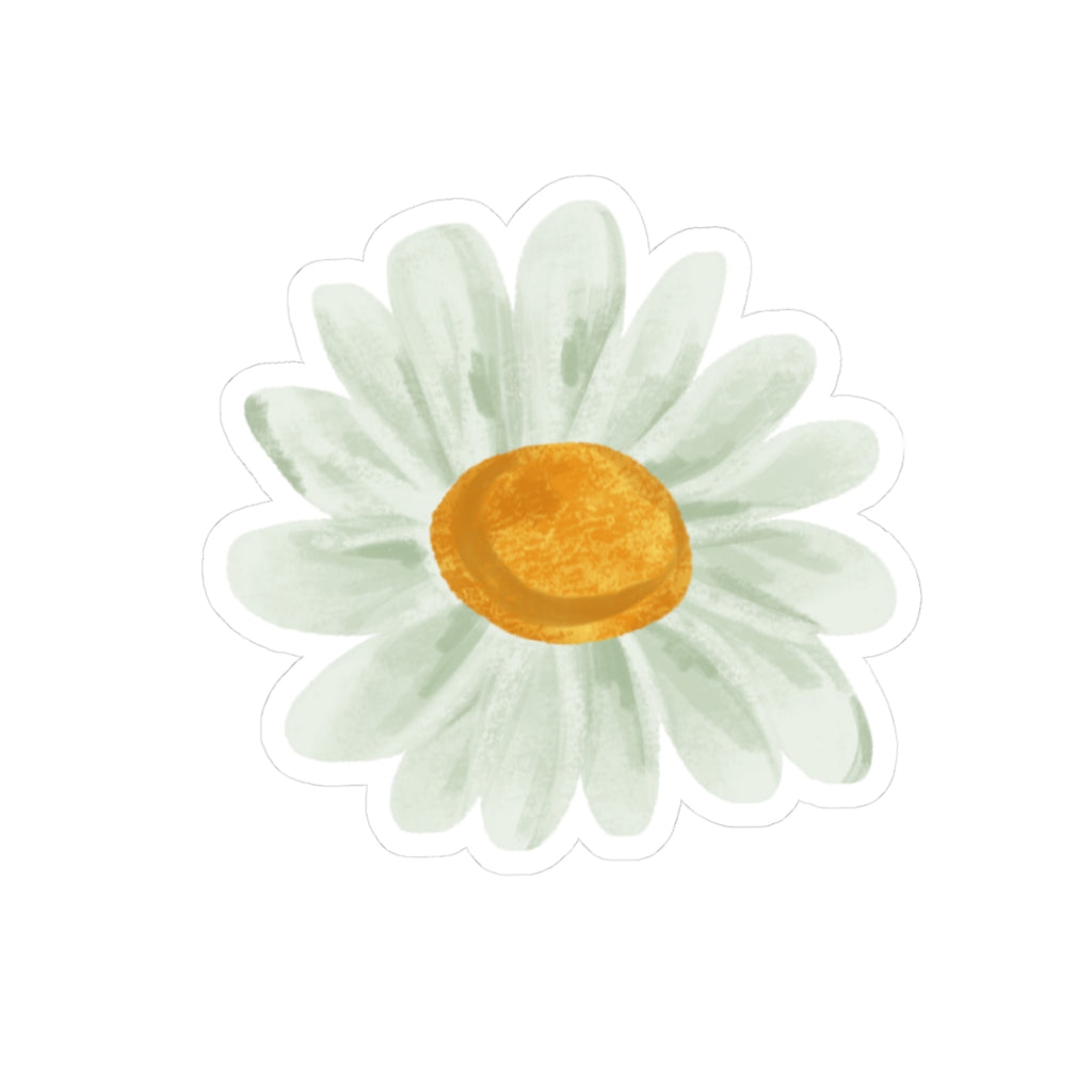 Hand-Painted Daisy Kiss-Cut Sticker | Floral Laptop Decal | Watercolor Flower