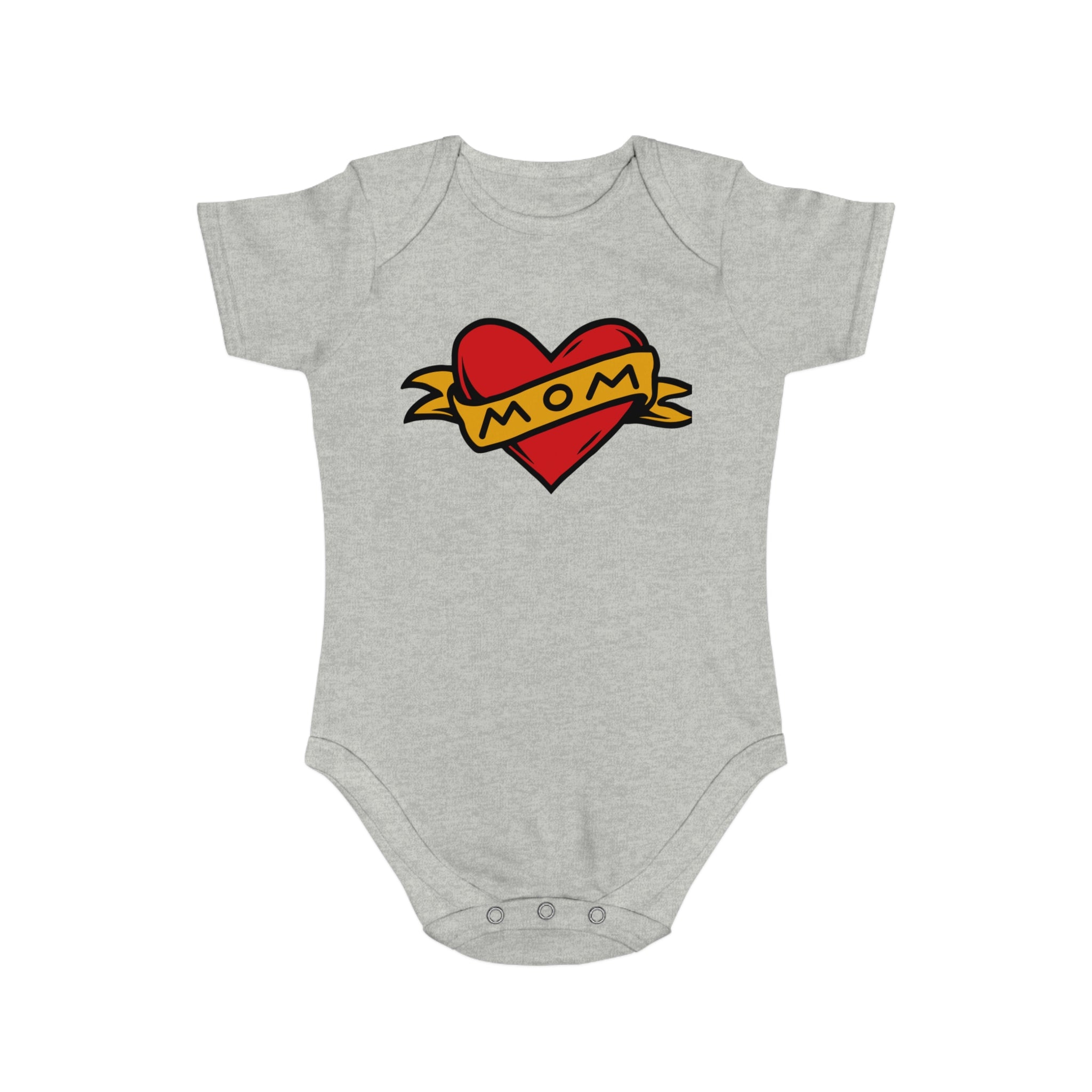 Mom Heart Banner baby bodysuit | tattoo style infant onesie