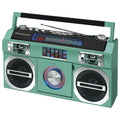 Studebaker SB2149TE Master Blaster Bluetooth Boombox with 3 Way Power AM/FM Radio USB Port CD Player with MP3 Playback LED EQ and 10 Watts RMS Speaker in Teal