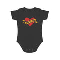 Mom Heart Banner baby bodysuit | tattoo style infant onesie
