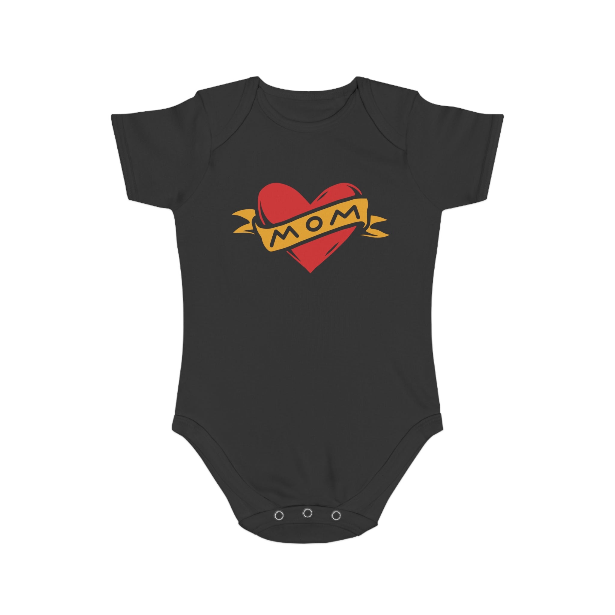 Mom Heart Banner baby bodysuit | tattoo style infant onesie