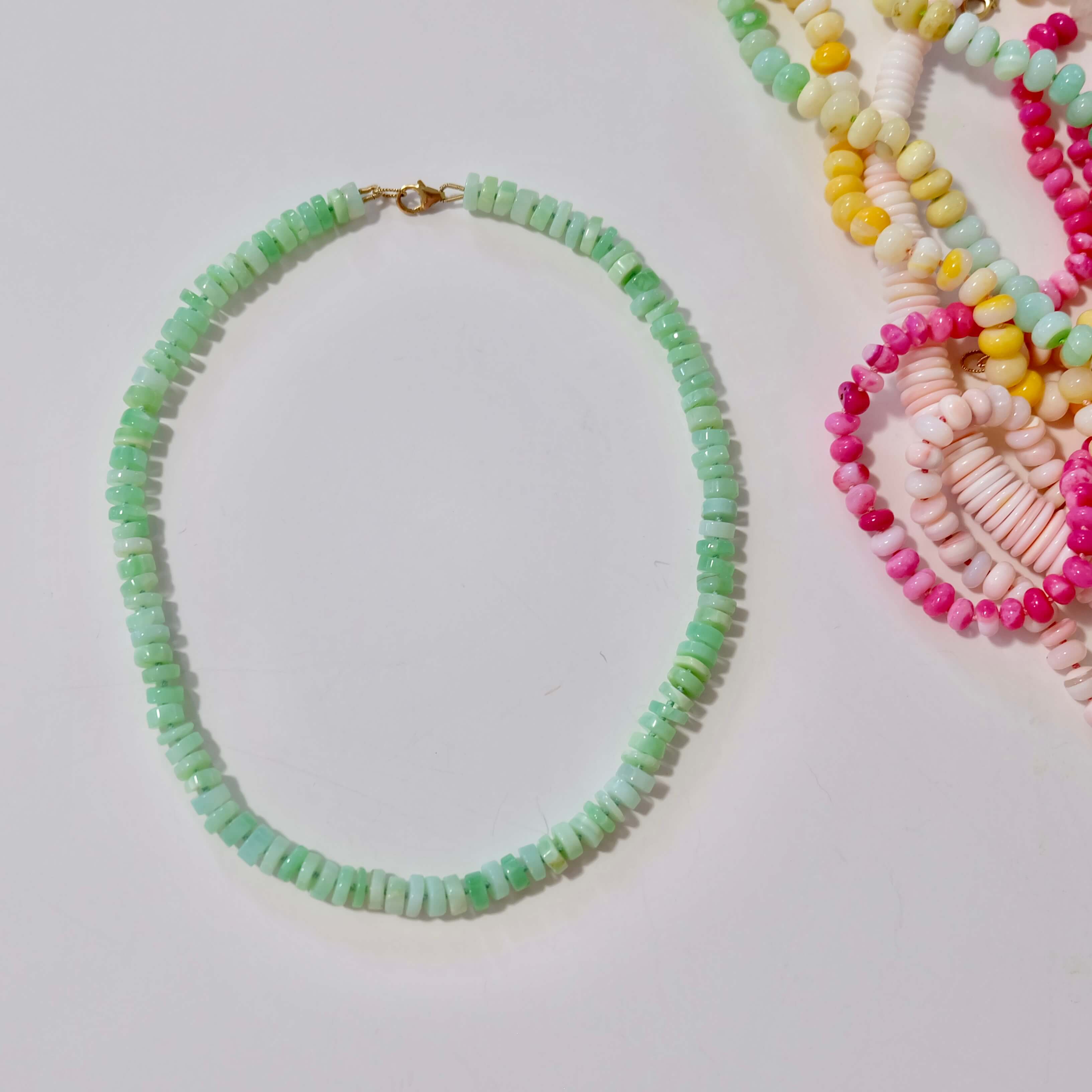 14K Gold-Filled Green Opal Candy Necklace