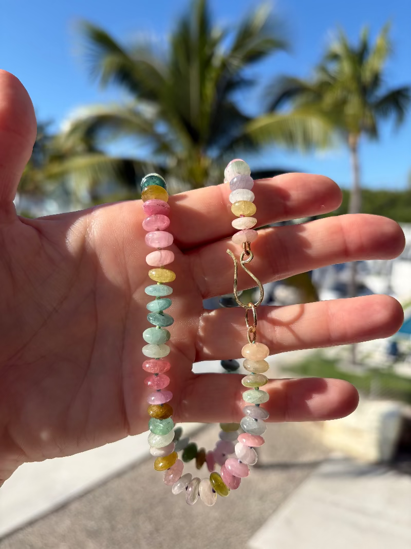 14K Gold Watermelon Tourmaline Candy Necklaces
