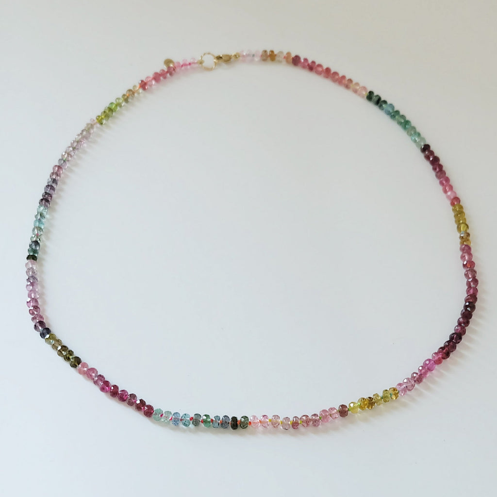 14K Gold Watermelon Tourmaline Candy Necklaces