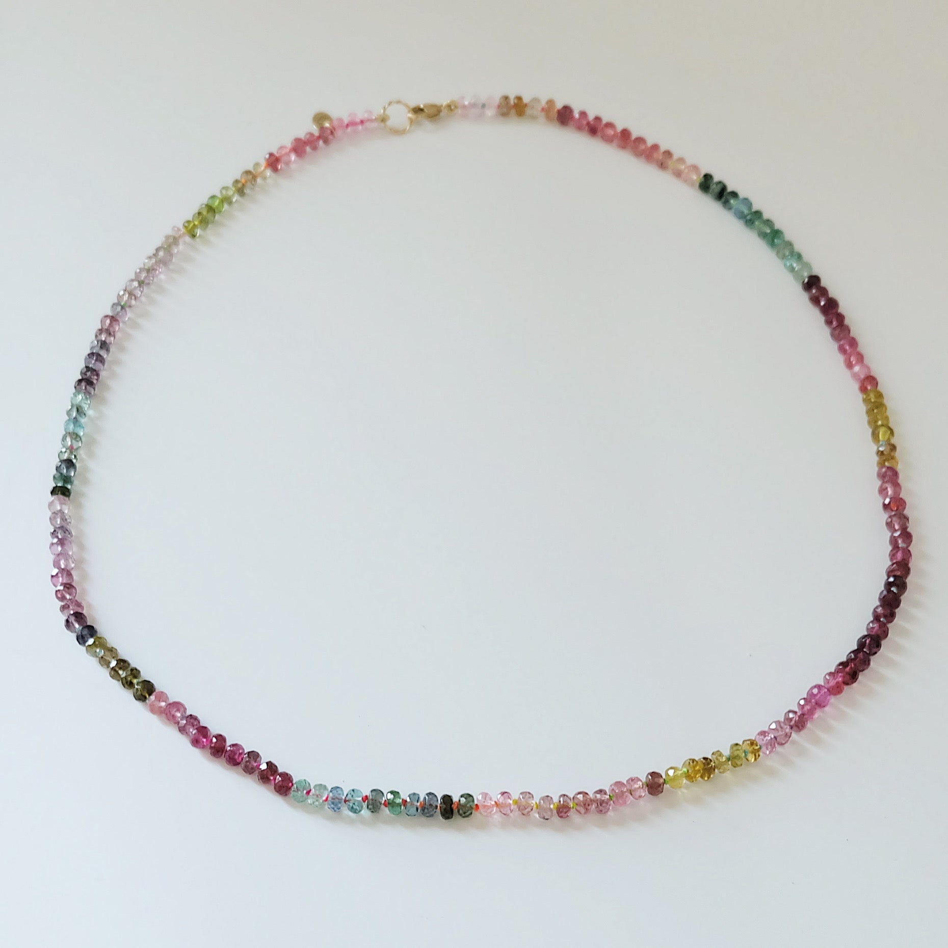 14K Gold Watermelon Tourmaline Candy Necklaces