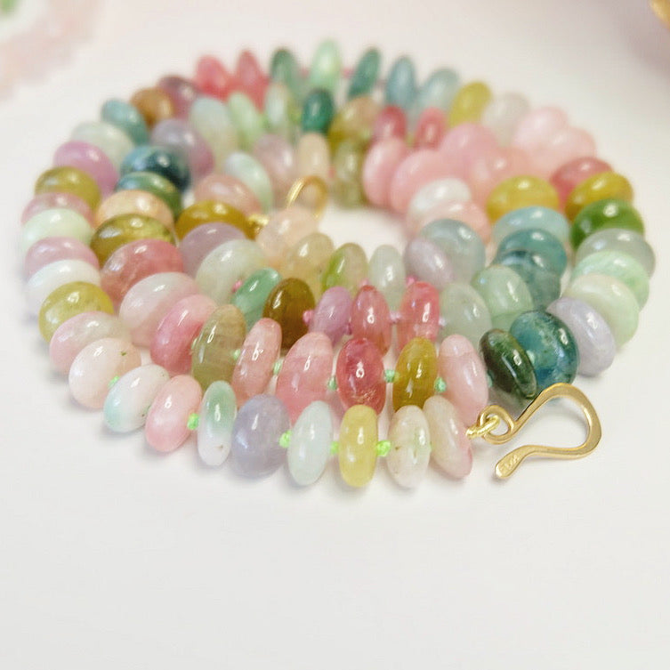 14K Gold Watermelon Tourmaline Candy Necklaces