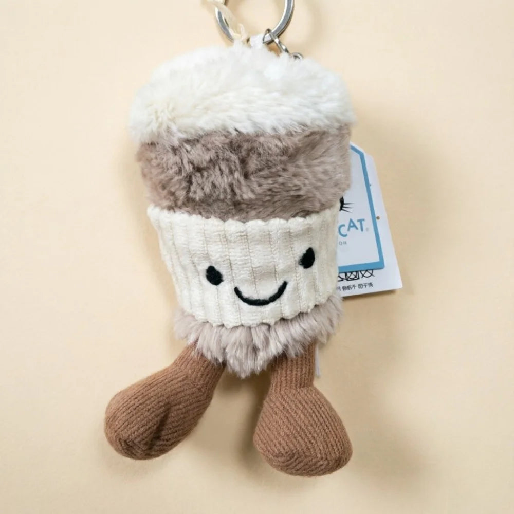 High quality cotton candy plush keychain, sky dragon, croissant toy JC bag charm cake little bear plush keychain decoration gift