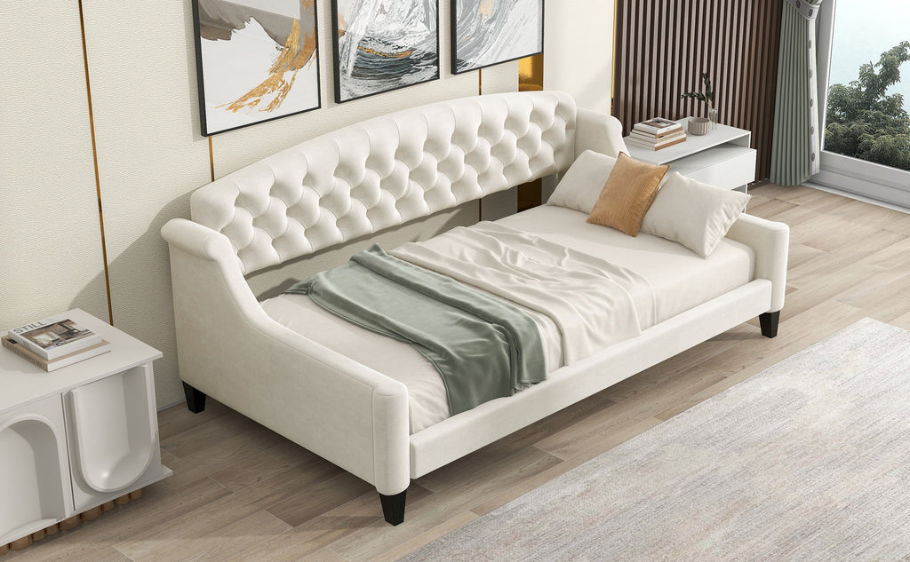 Modern Luxury Tufted Button Daybed - Twin - Beige