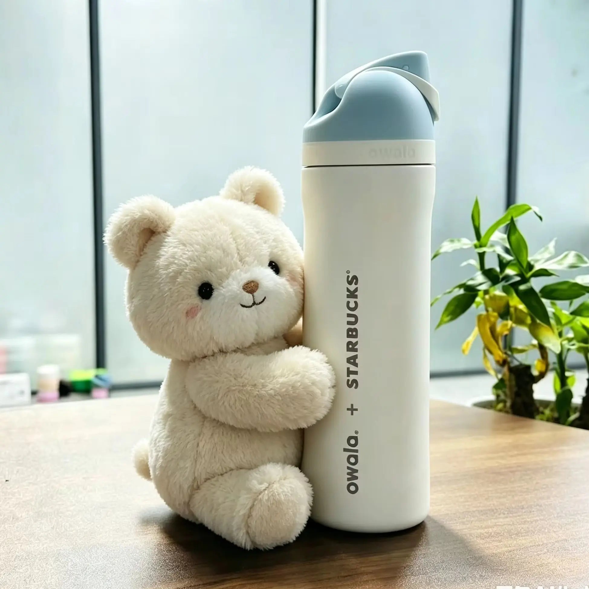 Starbucks Co branded Korean limited edition thermos cup， 25oz cherry blossom pattern straw cup，24oz Portable Water Cup