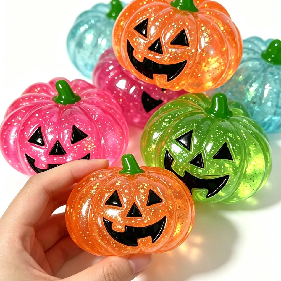 Halloween Pumpkin Maltose Squishy Stress Ball - Soft Slow Rebound Fidget Toy for Stress Relief Funny Adult Gift