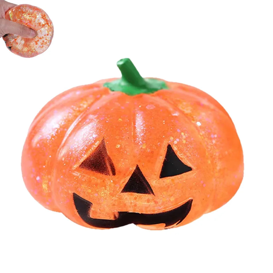 Halloween Pumpkin Maltose Squishy Stress Ball - Soft Slow Rebound Fidget Toy for Stress Relief Funny Adult Gift
