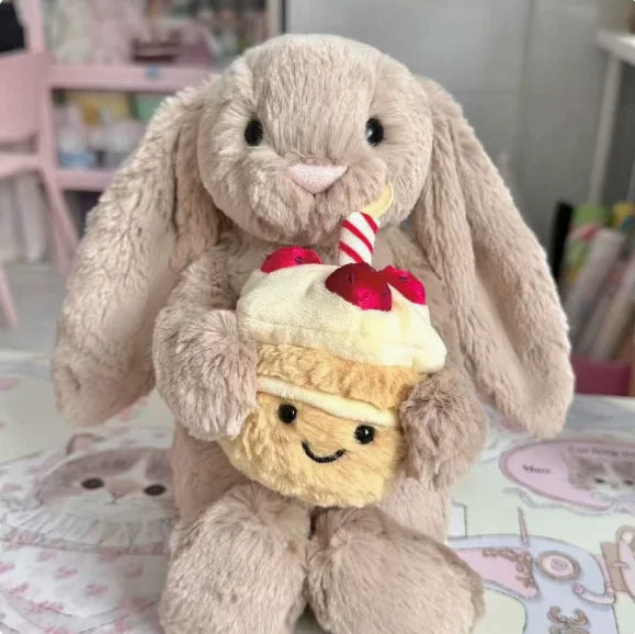 Best-seller  JC Cute Long Ears Rabbit Plush Toy Very Soft White Pink Bunny Doll Sleeping Plushies Home Decor Xmas Gifts Girl