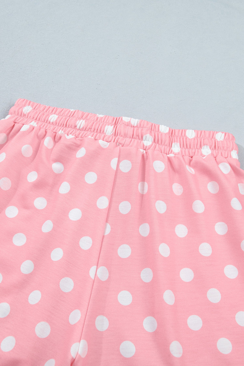 Sky Blue Polka Dot Oversized Top Drawstring Short Set