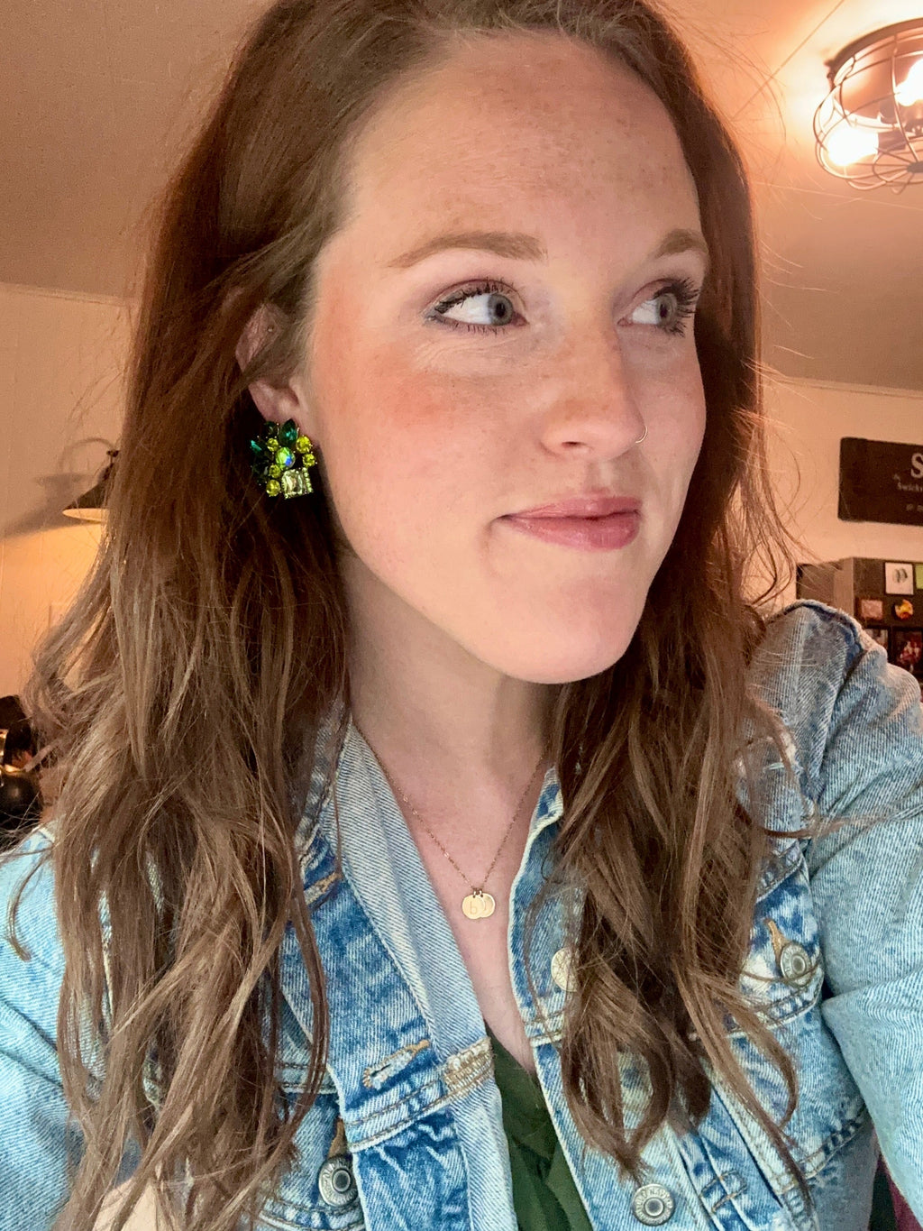Beautiful Green Crystal Statement Earrings