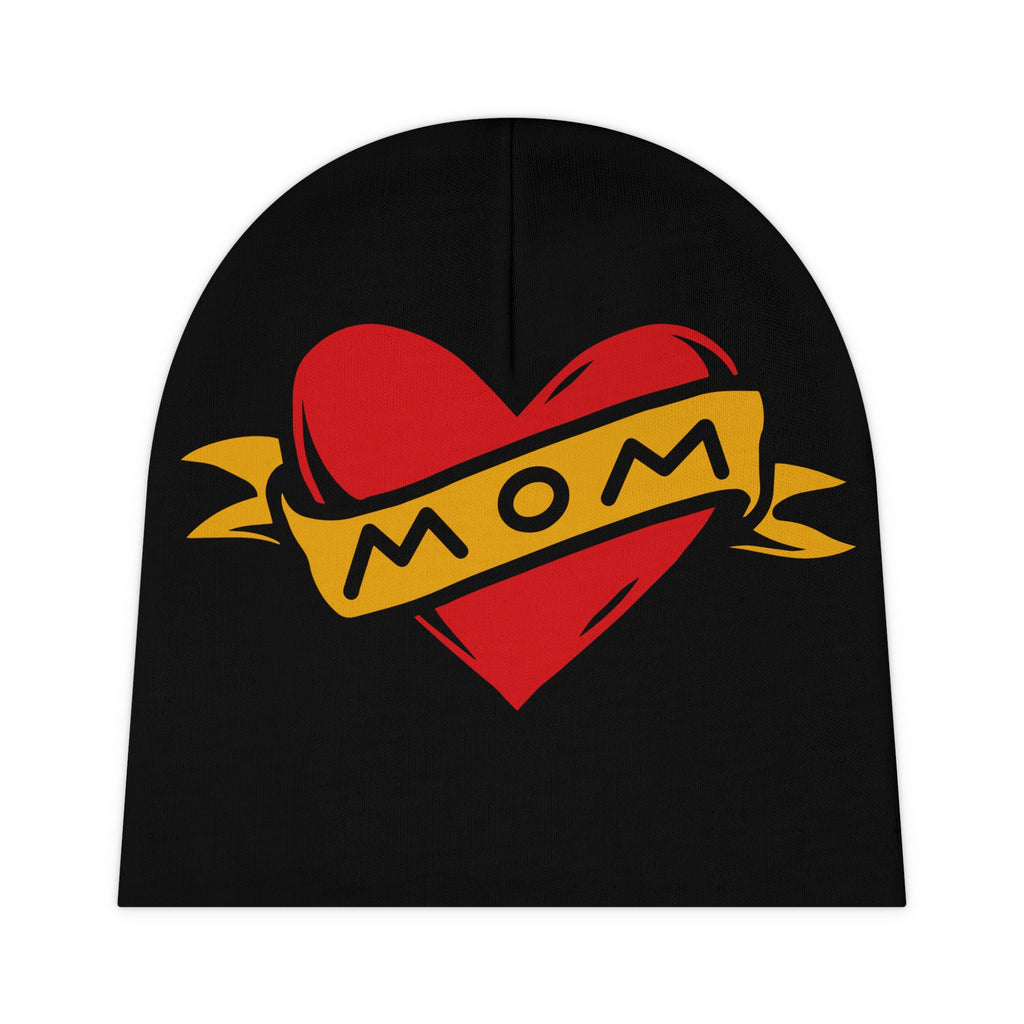 Mom Heart Banner baby beanie | baby hat, tattoo style heart design