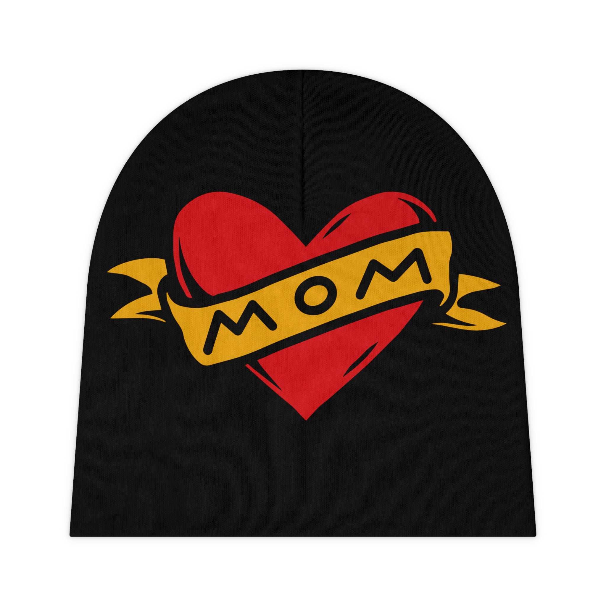 Mom Heart Banner baby beanie | baby hat, tattoo style heart design