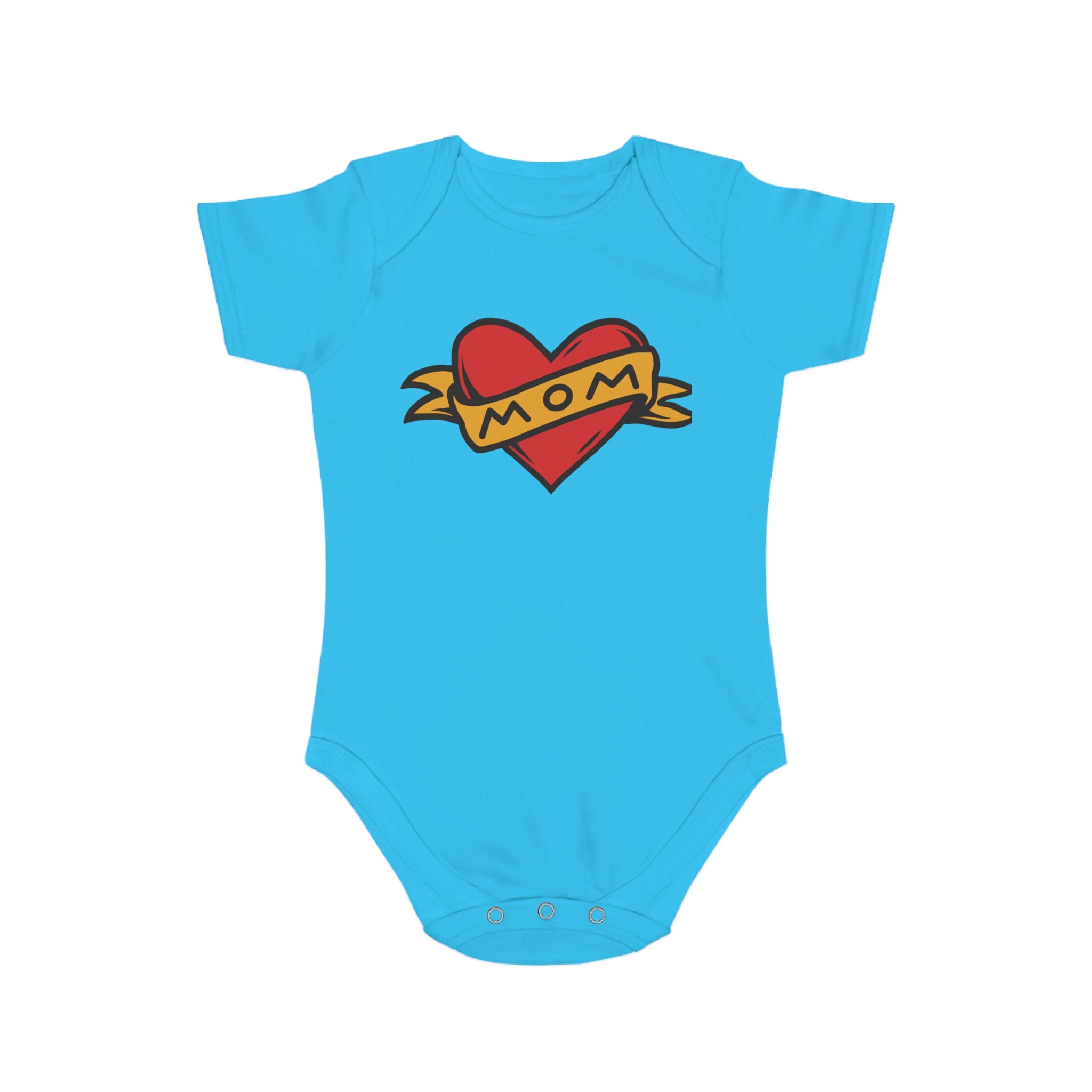 Mom Heart Banner baby bodysuit | tattoo style infant onesie