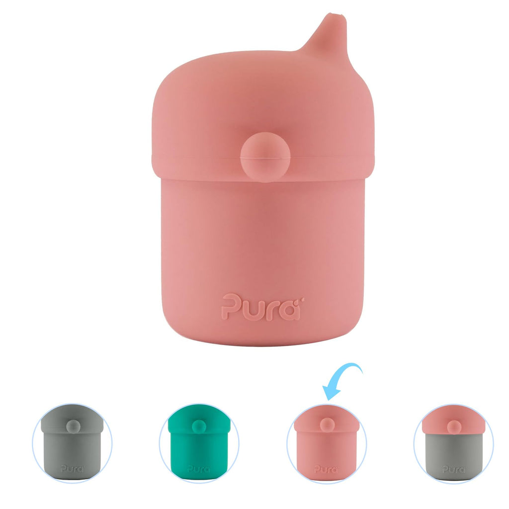Pura my-my Silicone Sippy Cup 5oz/150ml - Training Cup Reusable Platinum Food Grade Medical Grade Spill Proof Cups for Kids Toddlers Babies & Infants (Rose)