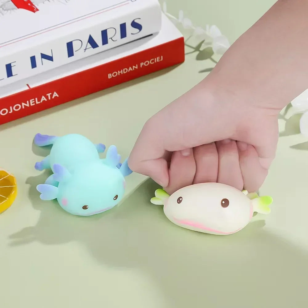 1/4pcs Axolotl Squeeze Ball Cute Fish Relax Cartoon Antistress Squishy Stress Relief Slow Rising For Adult Stretch Toys
