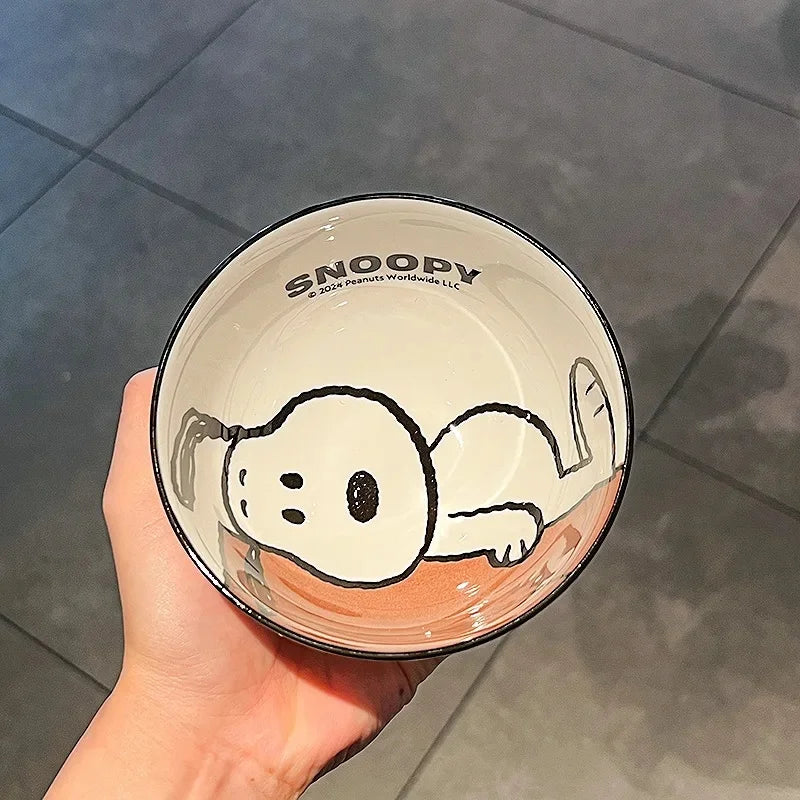 Cute Snoopy Tableware Ceramic Bowl Beautiful And High-Value Kawaii  Set Bowl Anime Cartoon Household Tableware Suit Gift