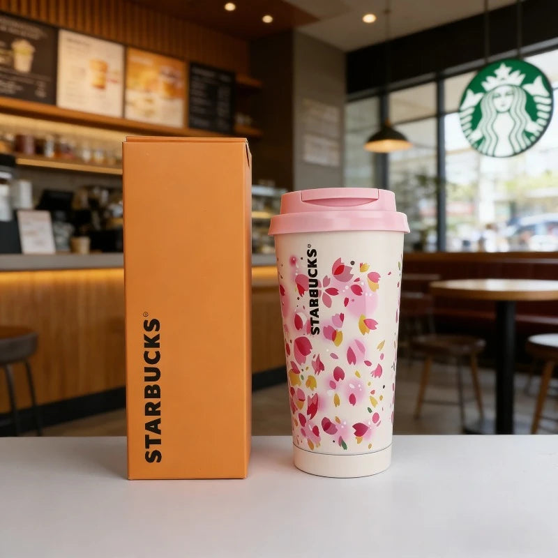 Starbucks Portable Thermal Bottle Cherry Blossom World Mug 304 Stainless Steel Insulated Cup Perfect Birthday Gift