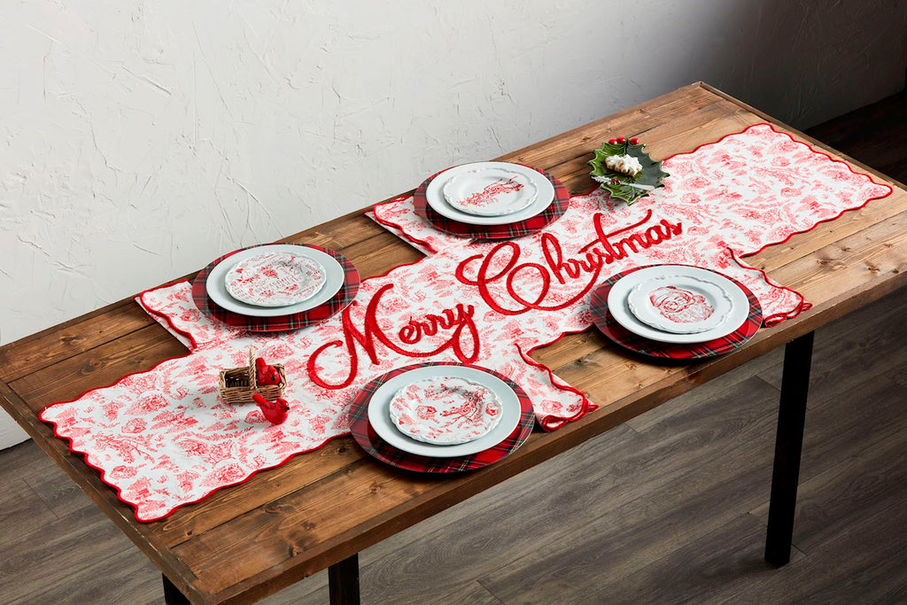 Red Santa Face Toile Dessert Plate