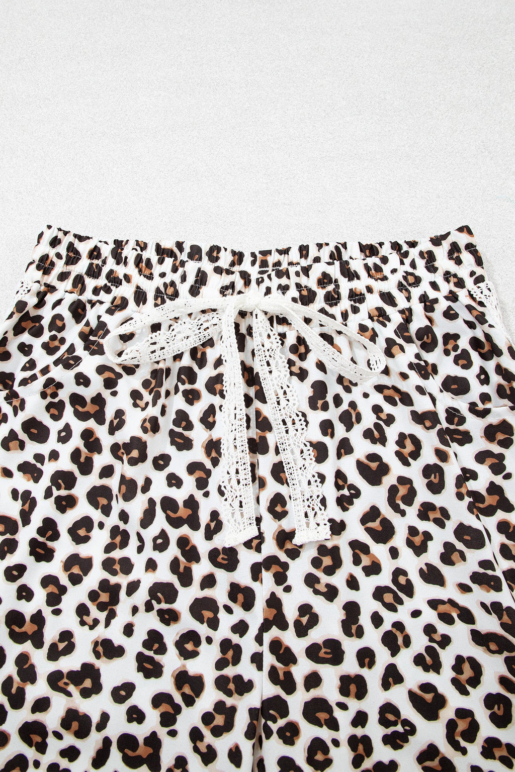 Leopard Lace Side Stripe Elastic Waist Jogger Pants