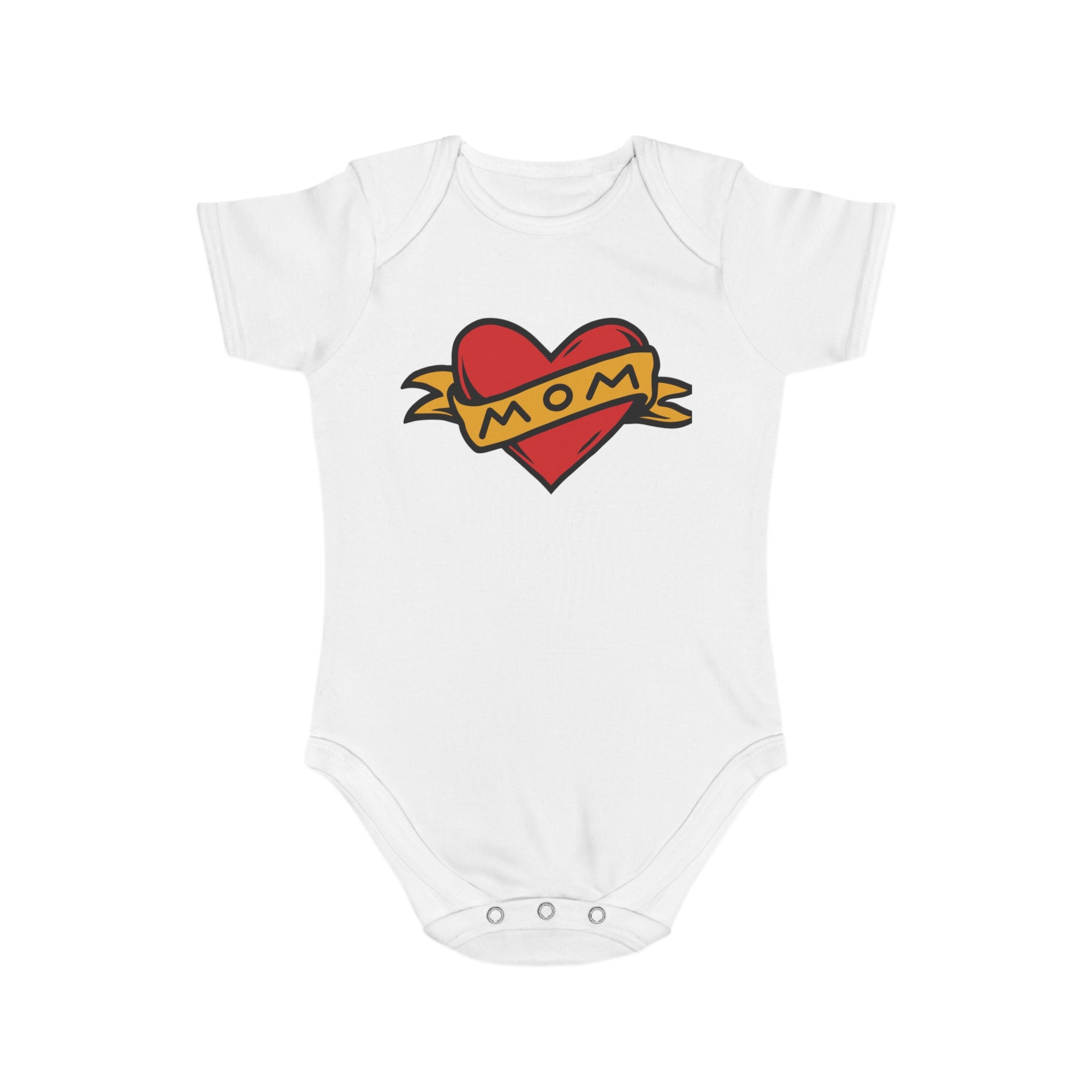 Mom Heart Banner baby bodysuit | tattoo style infant onesie