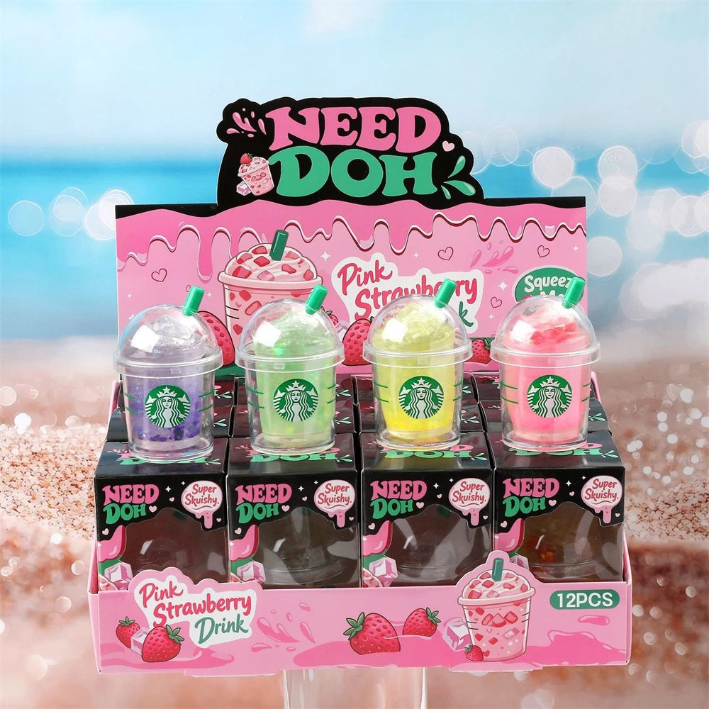 Kawaii Iced Coffee Cup Squishy Fidget Toy Soft Squeeze Stress Relief Mini Drink Decompression Toy Birthday Gift for Kids