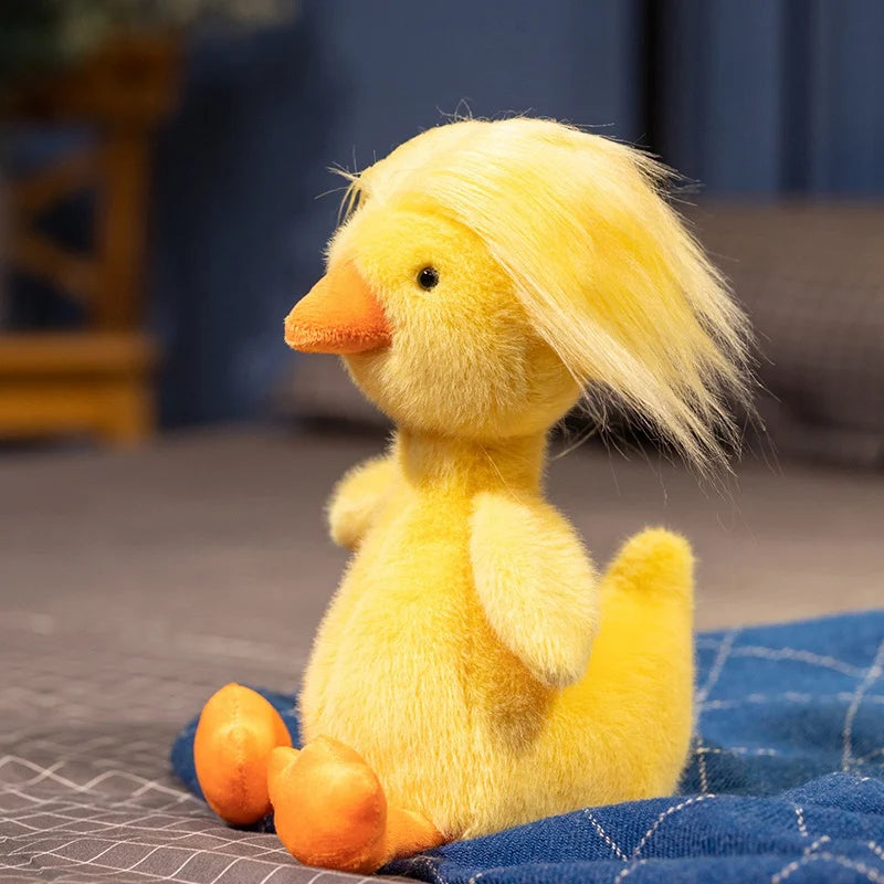 26cm Funny Yellow Duck Plush Toy Homemade hairstyle Duck Plush Doll for Boys And Girls To Accompany Sleeping Gift