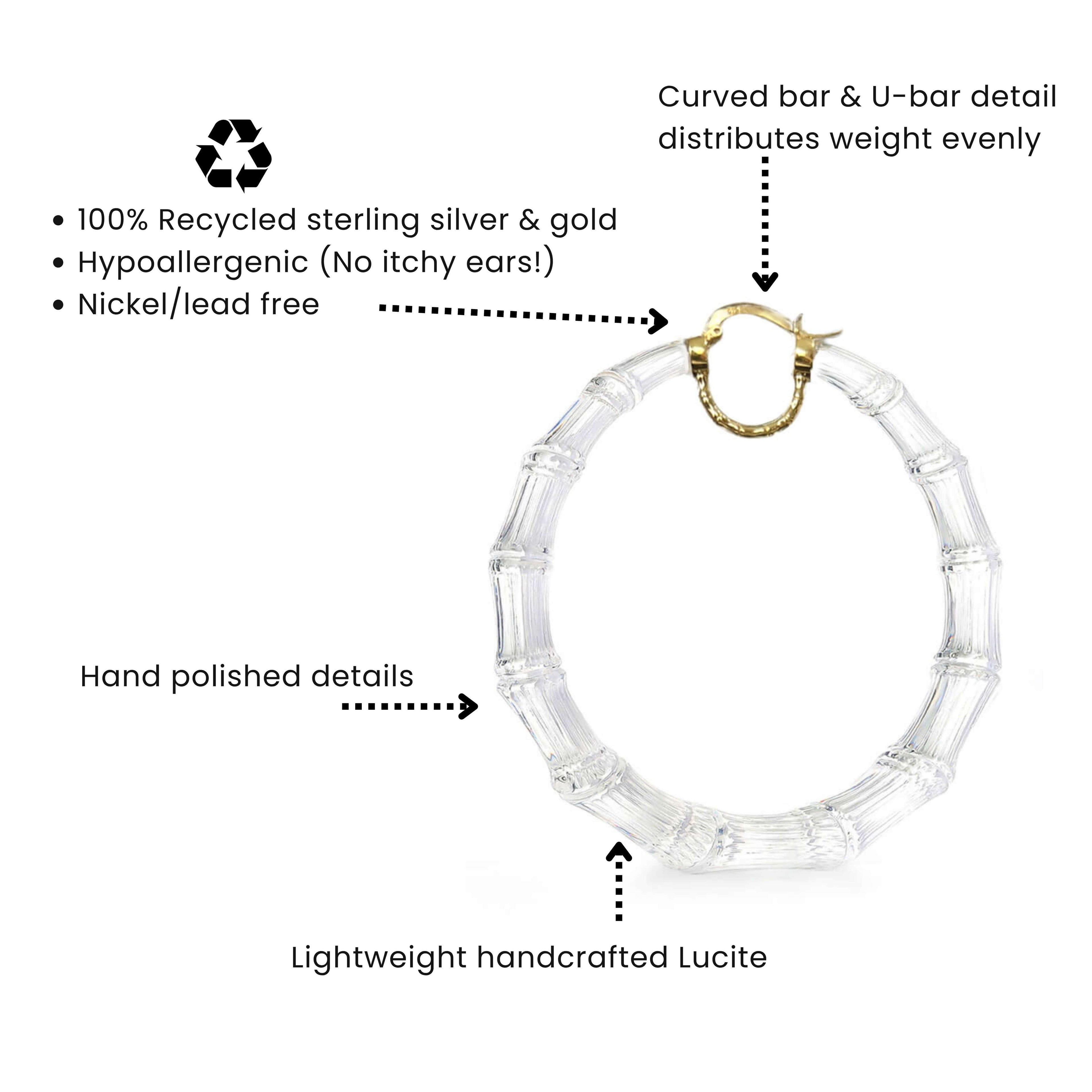XL Blue Lucite Bamboo Hoop Earrings