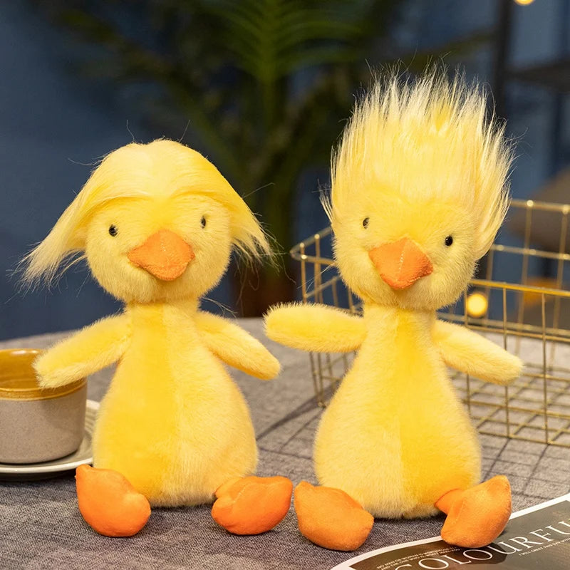 26cm Funny Yellow Duck Plush Toy Homemade hairstyle Duck Plush Doll for Boys And Girls To Accompany Sleeping Gift