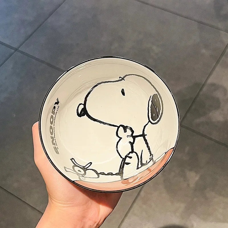 Cute Snoopy Tableware Ceramic Bowl Beautiful And High-Value Kawaii  Set Bowl Anime Cartoon Household Tableware Suit Gift