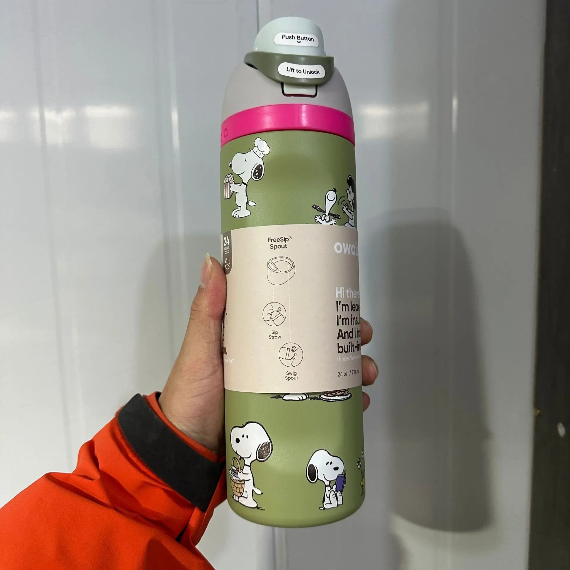 Snoopy Insulated Cup Cartoon Kawaii Cherry Blossom Powder Snoopy Tire Gray Snoopy Insulated Cup Water Cup Coffee Cup