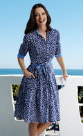 Mrs Maisel Dress Navy White Polka Dot Print Cotton Voile
