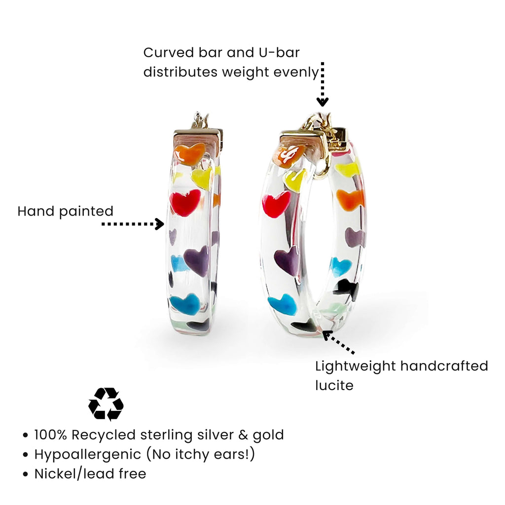 Flat Lucite Hoop Earrings with Boobies