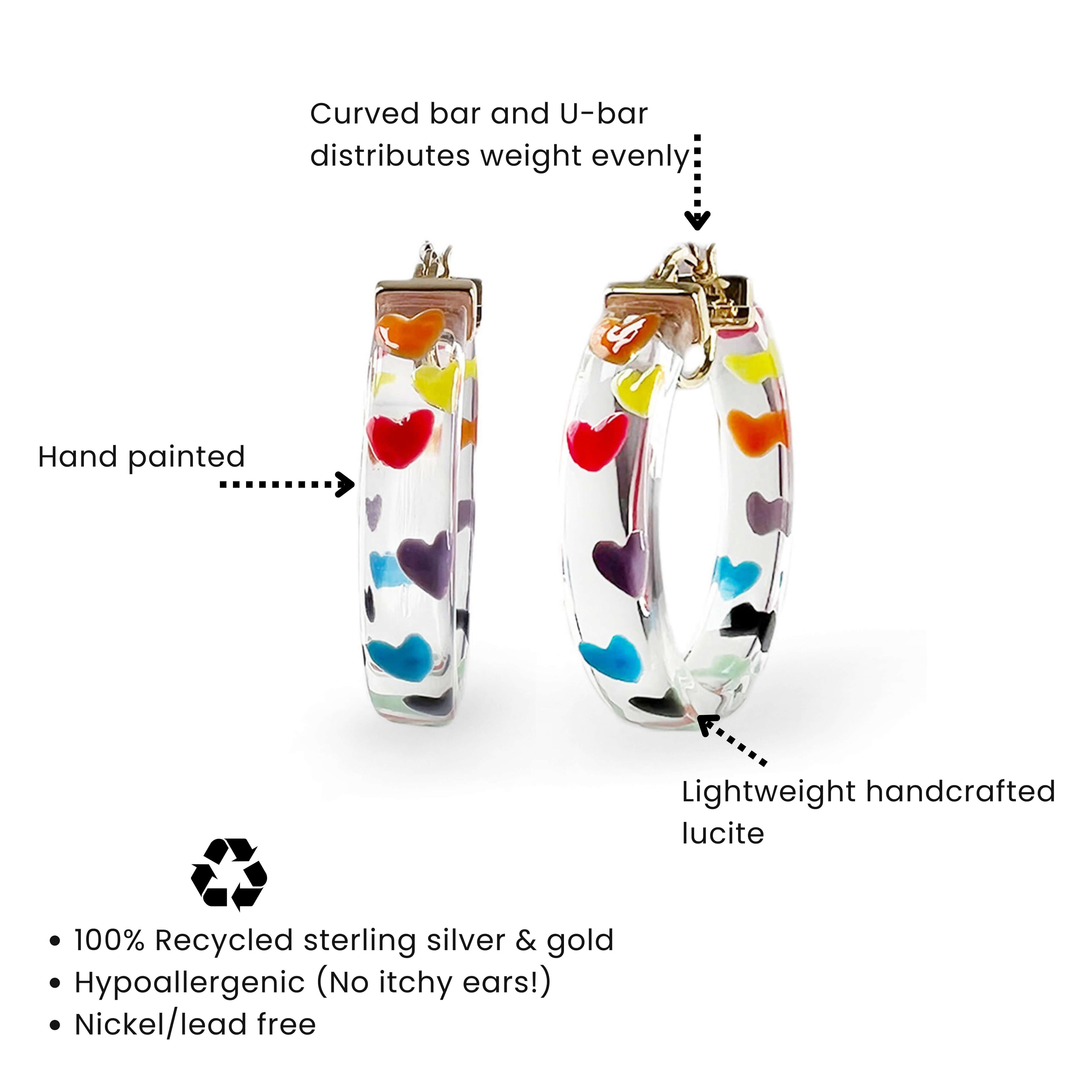 Flat Lucite Hoop Earrings with Boobies
