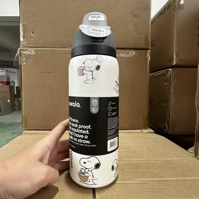 Snoopy Insulated Cup Cartoon Kawaii Cherry Blossom Powder Snoopy Tire Gray Snoopy Insulated Cup Water Cup Coffee Cup