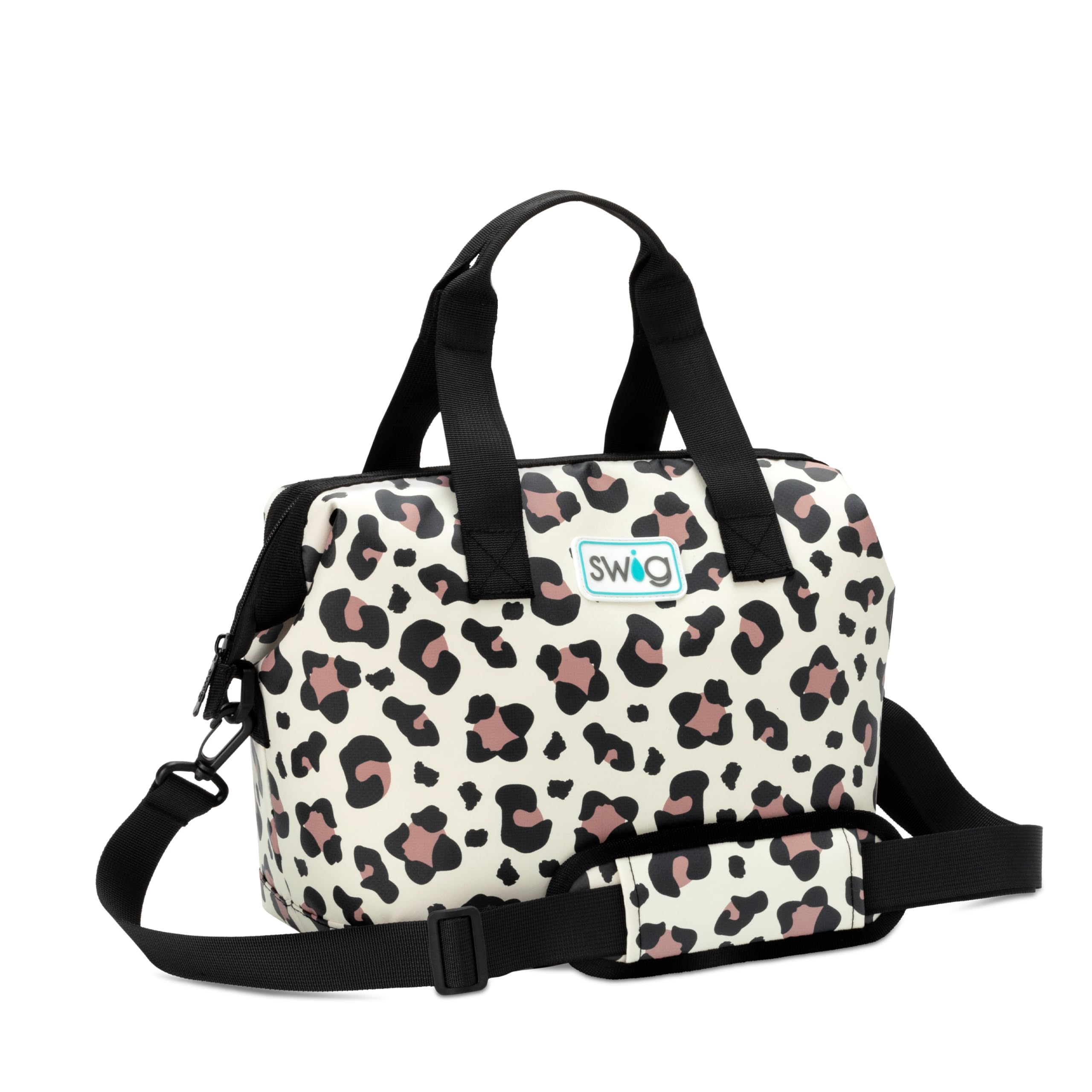 Swig Life Packi 12 Cooler Bag Heavy-Duty Lightweight Insulated Cooler or Large Lunch Bag with Handle External Pocket & Shoulder Strap (Luxy Leopard)
