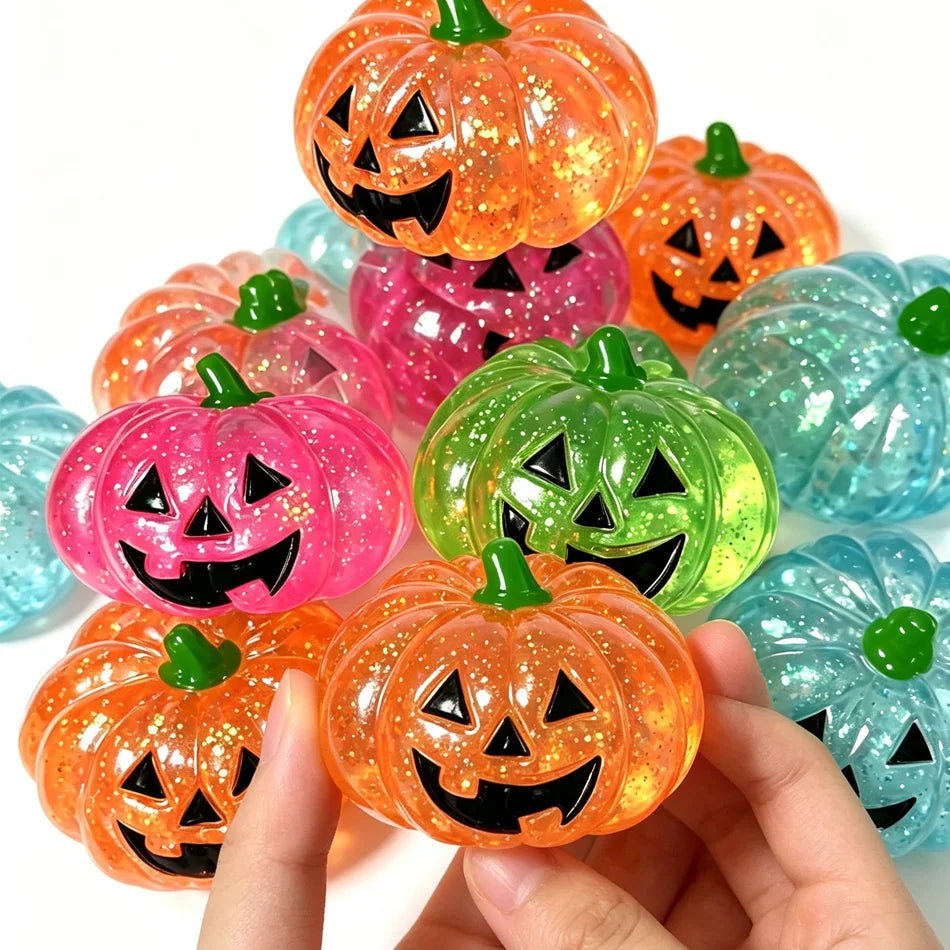 Halloween Pumpkin Maltose Squishy Stress Ball - Soft Slow Rebound Fidget Toy for Stress Relief Funny Adult Gift