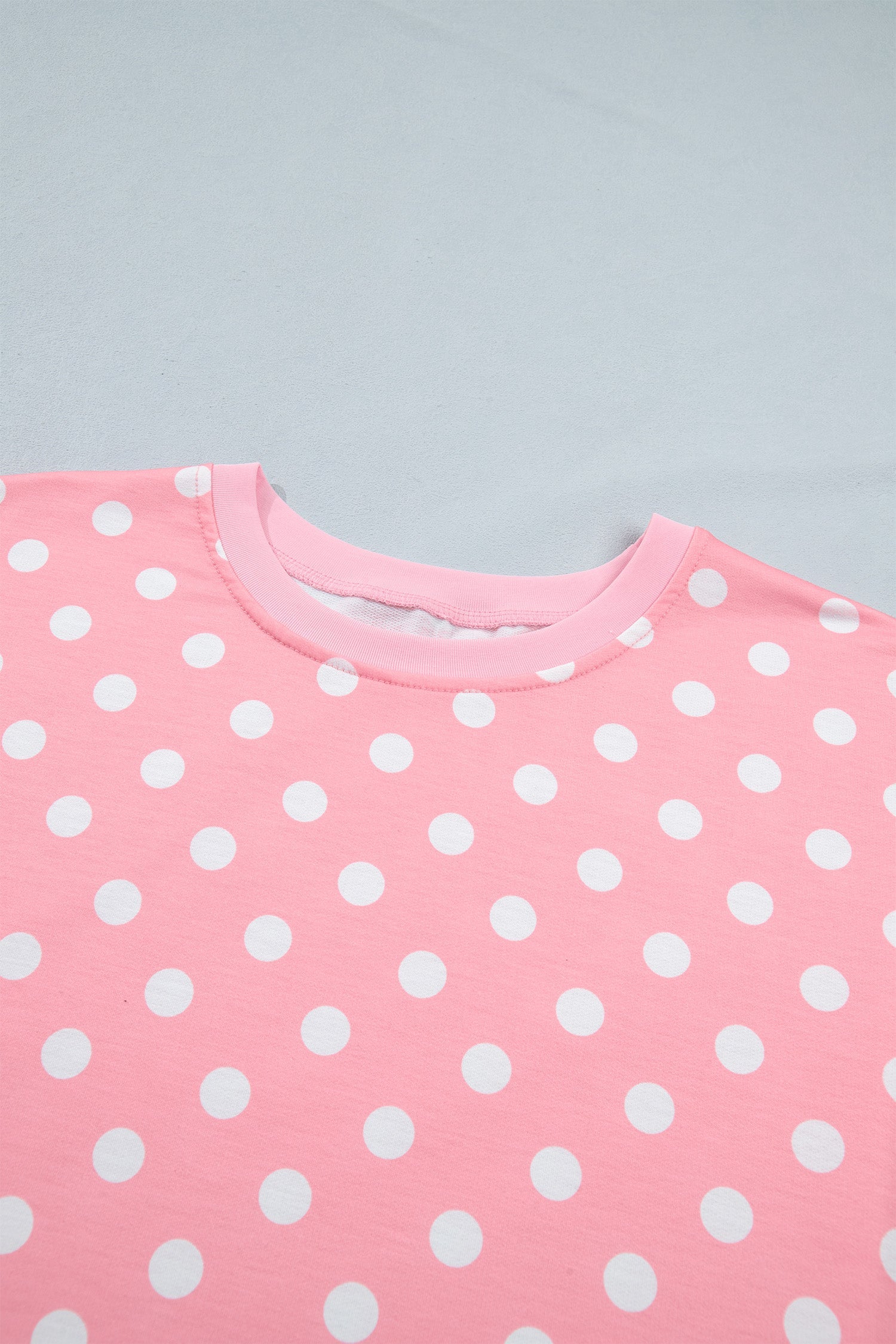 Sky Blue Polka Dot Oversized Top Drawstring Short Set