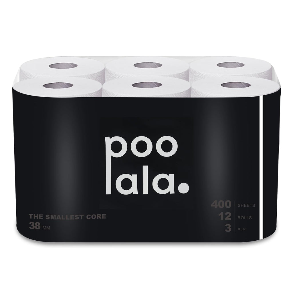 POOLALA 100% Organic Bamboo Toilet Paper Rolls - 12 Pack 3 Ply 400 Sheets per Roll - Unscented Soft Bathroom Tissue Toilet Paper Rolls Vegan Tree Free Plastic & Chemical-Free (12 Rolls)