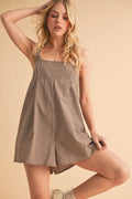 Aemi+Co Plaid Square Neck Romper